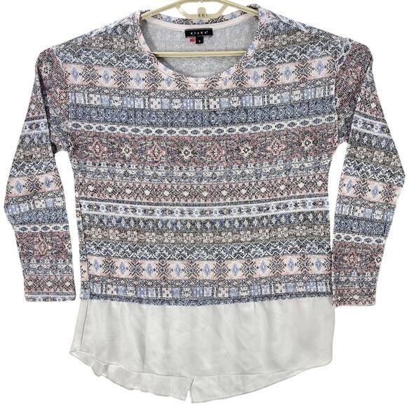 kiara Shirt Size S Blue Pink Layered Look Preppy Academia Retro Y2K Coquette - Picture 2 of 7